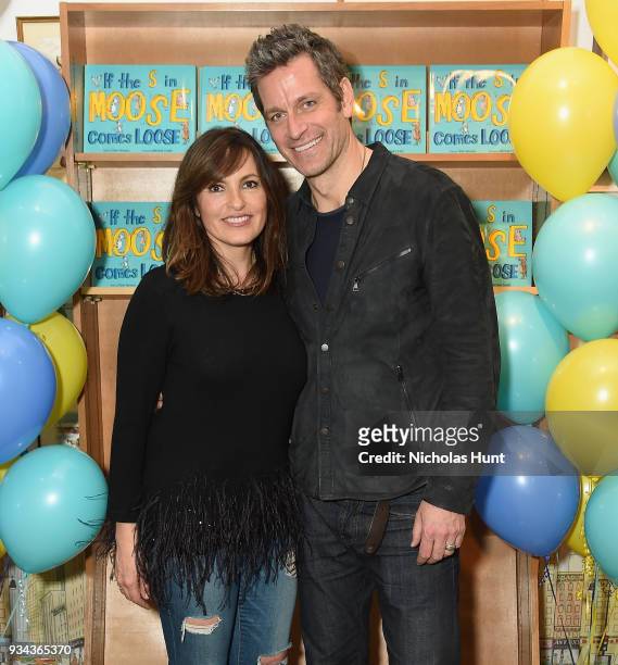 Mariska Hargitay and Peter Hermann attend the book launch party for Peter Hermann's "If The S in Moose Comes Loose" at Books of Wonder on March 17,...