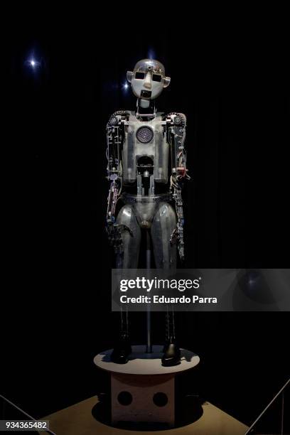 Humanoid robot is exhibited at the 'Cosmos' exhibition at the National Library of Spain on March 19, 2018 in Madrid, Spain.