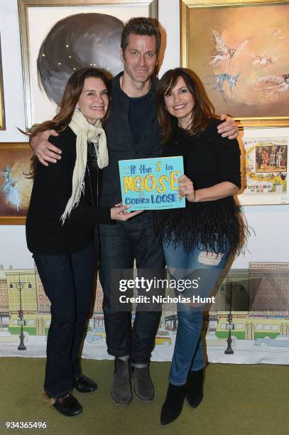 Brooke Shields, Peter Hermann and Mariska Hargitay attend the book launch party for Peter Hermann&#39;s &quot;If The S in Moose Comes Loose&quot; at...