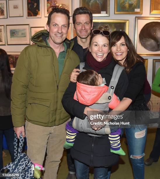 Ted Griffin, Peter Hermann, Sutton Foster and Mariska Hargitay attend the book launch party for Peter Hermann's "If The S in Moose Comes Loose" at...