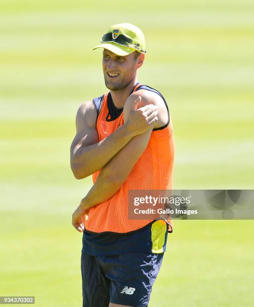 Theunis de Bruyn during the South African national mens cricket team training session and press conference at PPC Newlands Stadium on March 19, 2018...