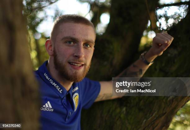 Oli McBurnie is seen during a training session prior to the International Friendly match between Scotland and Costa Rica at Orium Sports Centr on...