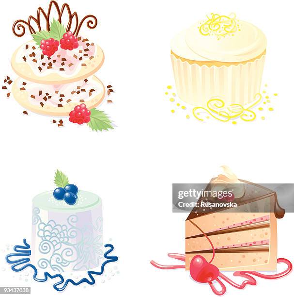 desserts. - strawberry shortcake stock illustrations