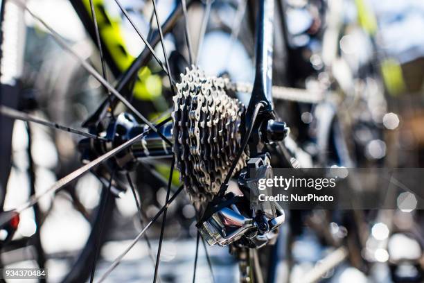 Ambient and bikes details of MITCHELTON SCOTT during the 98th Volta Ciclista a Catalunya 2018 / Stage 1 Calella - Calella of 152,3km during the Tour...