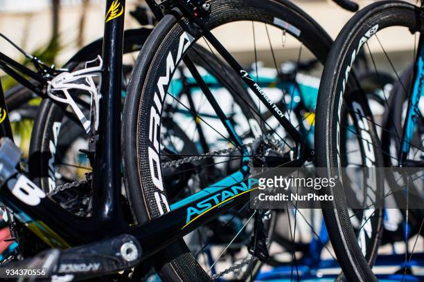 Ambient and bikes details of ASTANA PRO TEAM during the 98th Volta Ciclista a Catalunya 2018 / Stage 1 Calella - Calella of 152,3km during the Tour...