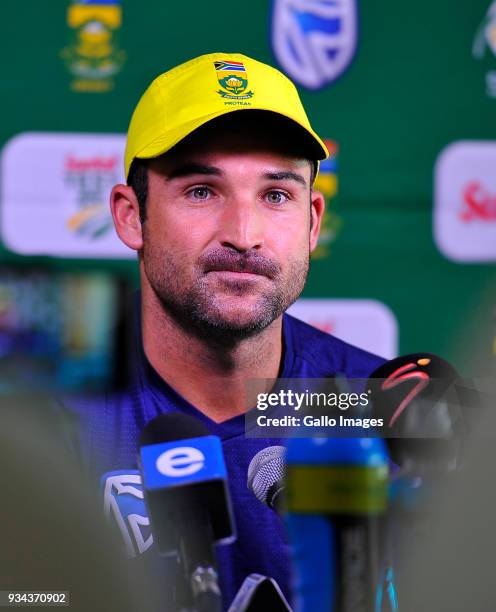 Dean Elgar of South Africa during the South African national mens cricket team training session and press conference at PPC Newlands Stadium on March...