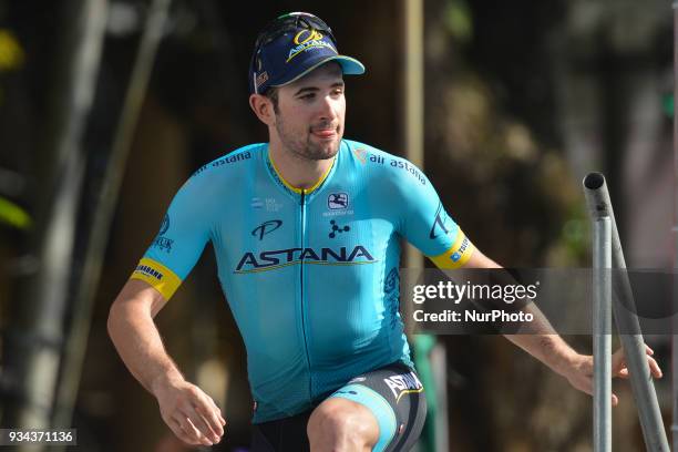 Italian cyclist Riccardo Minali from Astana Pro Team arrives for the Awards Ceremony after he wins the second stage, a 208.3km from Gerik to Kota...