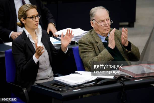 Berlin, Germany Alexander Gauland, Parliamentary group co-leader of the right-wing Alternative for Germany political party, and Alice Weidel,...
