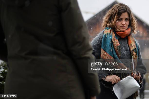 Actress Ronja Forcher arrives for the memorial service for Siegfried Rauch at St Ulrich Church on March 19, 2018 in Habach near Murnau, Germany....