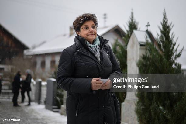 Actress Monika Baumgartner arrives for the memorial service for Siegfried Rauch at St Ulrich Church on March 19, 2018 in Habach near Murnau, Germany....
