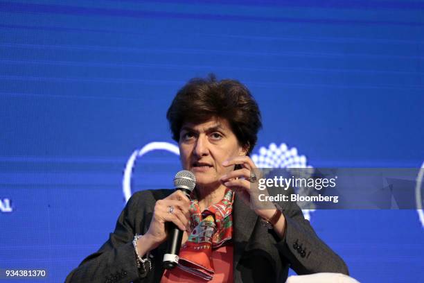 Sylvie Goulard, deputy governor of Central Bank of France, speaks during the Institute of International Finance G20 Conference in Buenos Aires,...