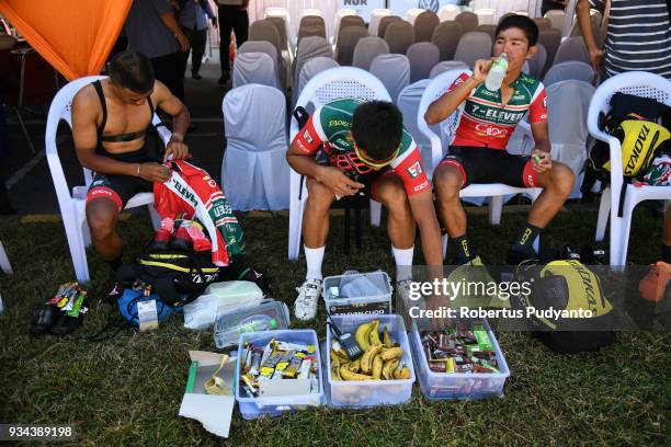 Eleven-Cliqq Roadbike Philippines riders prepares during Stage 2 of the Le Tour de Langkawi 2018, Gerik-Kota Bharu 208.3 km on March 19, 2018 in...