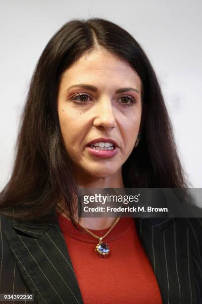 Faviola Dadis speaks during a press conference with Regina Simons and their attorney Lisa Bloom, Dadis and Simons are accusing actor Steven Seagal of...