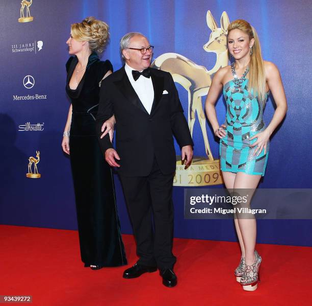 Singer Shakira and Hubert Burda with wife actress Maria Furtwaengler arrive to the Bambi Awards 2009 at the Metropolis Hall at the Filmpark...