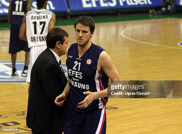 Bostjan Nachbar, #21 of Efes Pilsen Istanbul competes with in action during the Euroleague Basketball Regular Season 2009-2010 Game Day 5 between...