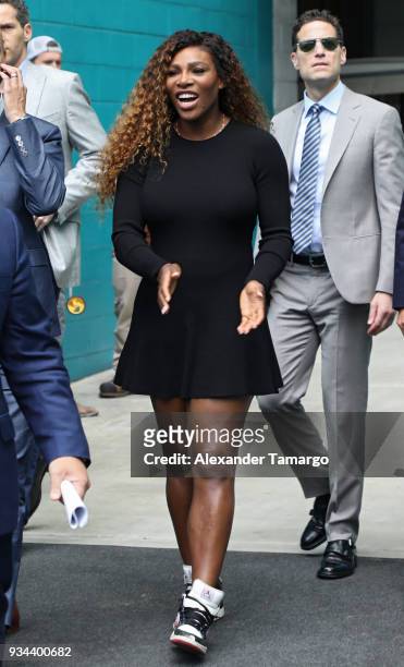 Serena Williams is seen at the 2018 Miami Open Hard Rock Stadium Ground Breaking Ceremony at Hard Rock Stadium on March 19, 2018 in Miami, Florida.