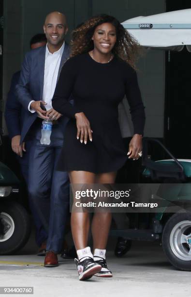 Serena Williams is seen at the 2018 Miami Open Hard Rock Stadium Ground Breaking Ceremony at Hard Rock Stadium on March 19, 2018 in Miami, Florida.