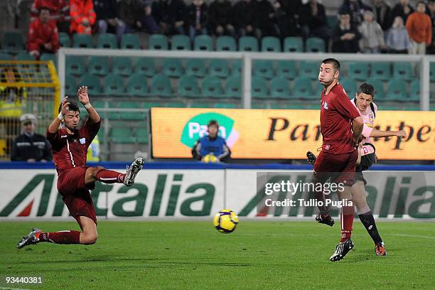Igor Budan of Palermo scores the goal during the Tim Cup match between Palermo and Reggina at Stadio Renzo Barbera on November 26, 2009 in Palermo,...