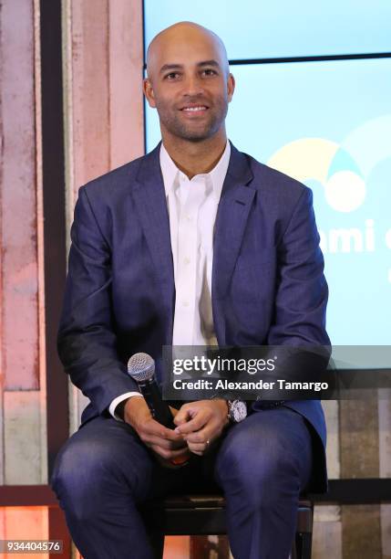 James Blake is seen at the 2018 Miami Open Hard Rock Stadium Ground Breaking Ceremony at Hard Rock Stadium on March 19, 2018 in Miami, Florida.