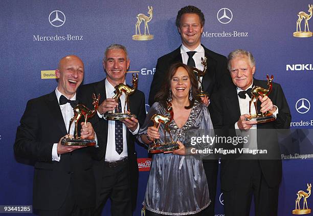 Winners of the honoury award 'Germans In Hollywood' Oliver Hirschbiegel, Roland Emmerich, Caroline Link, Florian Henckel von Donnersmark and Michael...