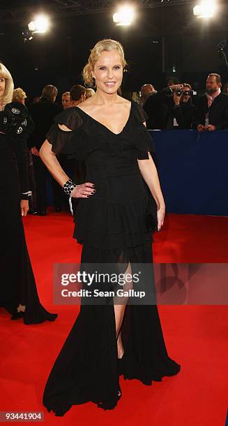 Host Katja Burkard arrives to the Bambi Awards 2009 at the Metropolis Hall at the Filmpark Babelsberg on November 26, 2009 in Potsdam, Germany.