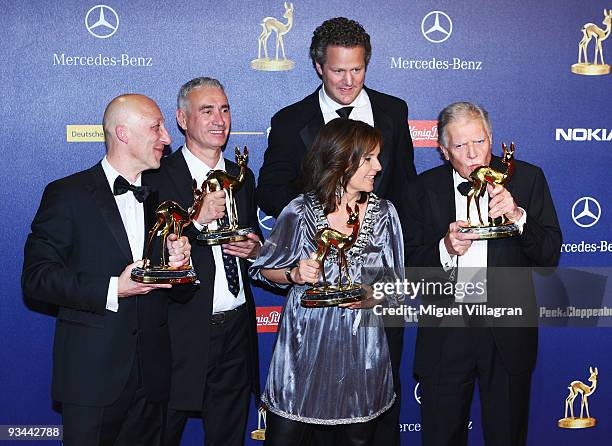 Winners of the honoury award 'Germans In Hollywood' Oliver Hirschbiegel, Roland Emmerich, Caroline Link, Florian Henckel von Donnersmark and Michael...