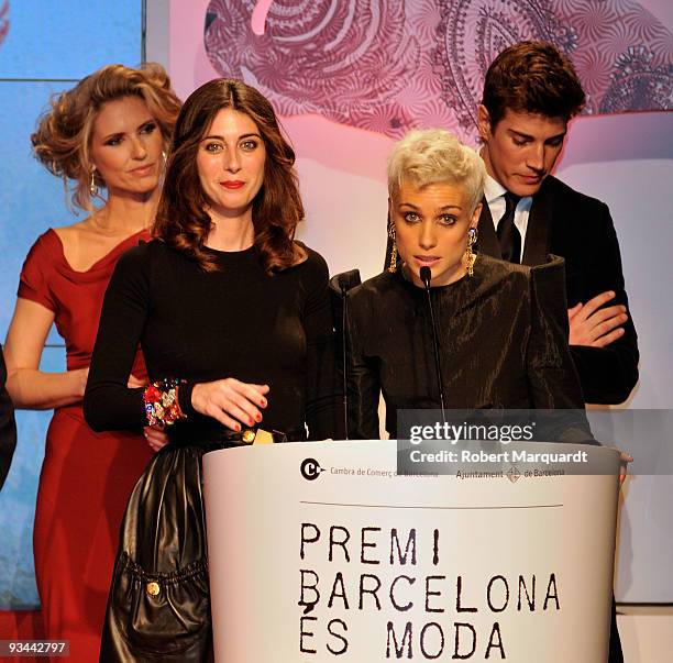 Anna Figuera Delgado and Macarena Ramos receive an award for being an emerging fashion professional at the Barcelona es Moda Awards 2009 at the Casa...