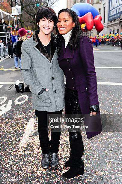 Actors and singers Mitchel Musso and Keke Palmer attend the 83rd annual Macy's Thanksgiving Day Parade on the streets of Manhattan on November 26,...