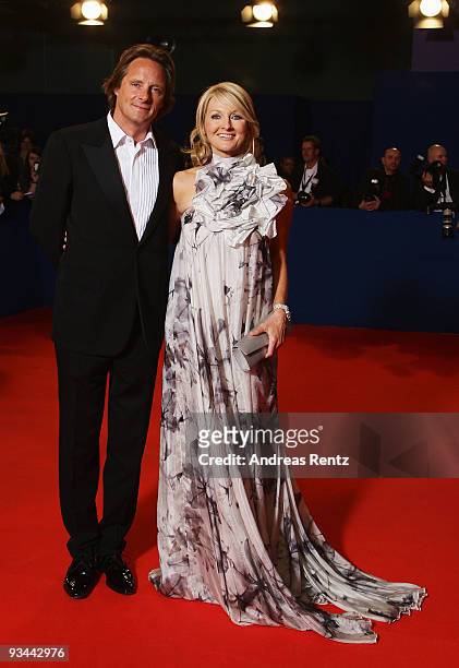 Frauke Ludowig and Kai Roeffen arrive to the Bambi Awards 2009 at the Metropolis Hall at the Filmpark Babelsberg on November 26, 2009 in Potsdam,...