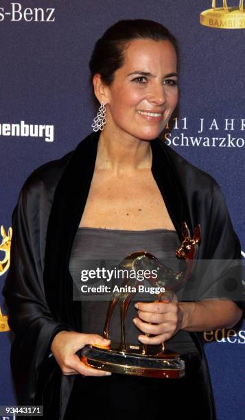 Roberta Armani poses with the Bambi at the Bambi Awards 2009 at the Metropolis hall at Filmpark Babelsberg on November 26, 2009 in Potsdam, Germany.