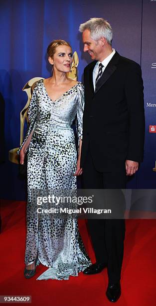 Anchorwoman Marietta Slomka and Christof Lang arrive to the Bambi Awards 2009 at the Metropolis Hall at the Filmpark Babelsberg on November 26, 2009...