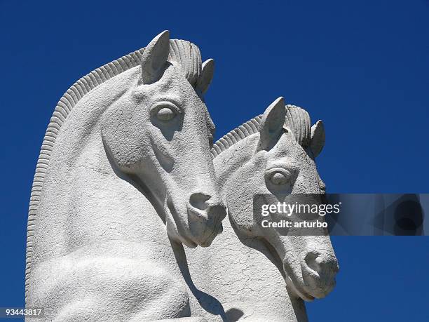 oceanic horses monument - carving sculpture stock pictures, royalty-free photos & images