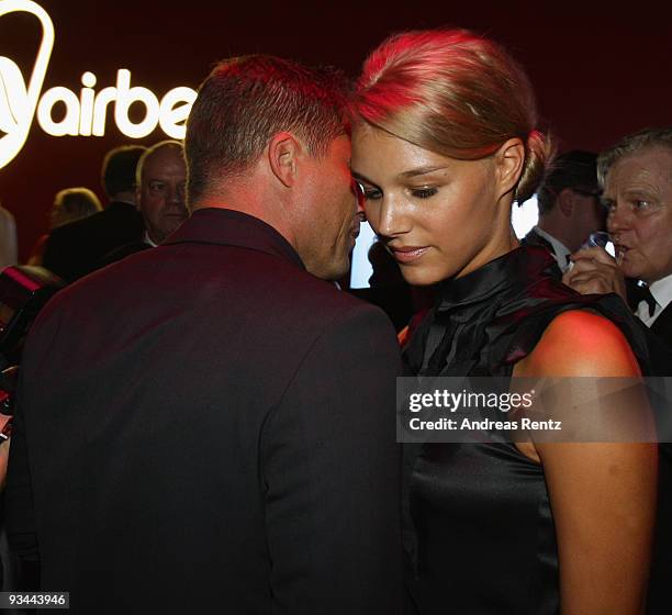 Til Schweiger and gilfriend Melanie Scholz talk at the Bambi Awards 2009 after show party at the Metropolis Hall at the Filmpark Babelsberg on...