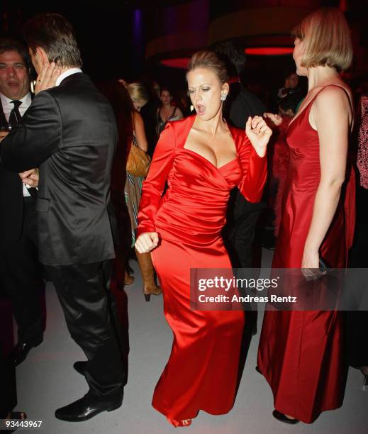Barbara Schoeneberger enjoys the Bambi Awards 2009 after show party at Metropolis Hall at the Filmpark Babelsberg on November 26, 2009 in Potsdam,...