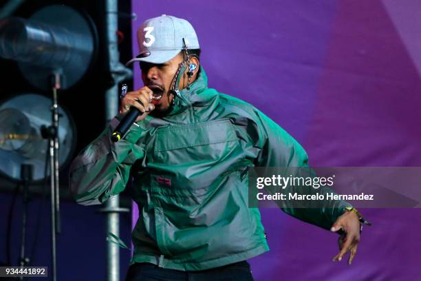 Chance the Rapper performs during the second day of Lollapalooza Chile 2018 at Parque O'Higgins on March 17, 2018 in Santiago, Chile.