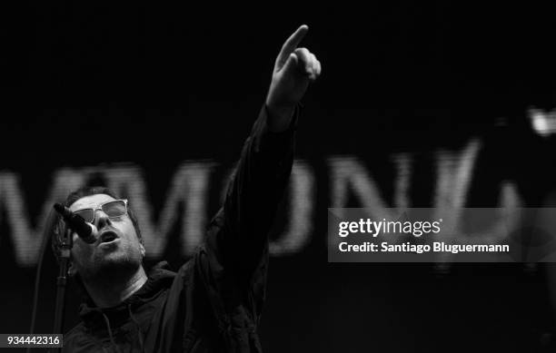 Liam Gallagher performs during day two of Lollapalooza Buenos Aires 2018 at Hipodromo de San Isidro on March 17, 2018 in Buenos Aires, Argentina.