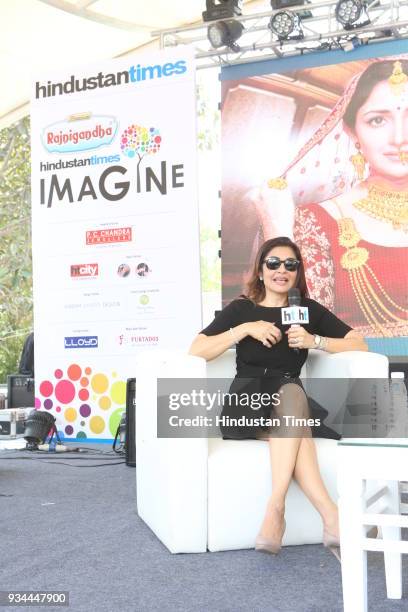 Former Miss India turned jewellery designer Queenie Singh during a conversation session in association with PC Chandra Jewellers on March 11, 2018 in...