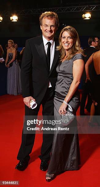Host Frank Plasberg and partner Anne Gesthuysen arrive to the Bambi Awards 2009 at the Metropolis Hall at the Filmpark Babelsberg on November 26,...