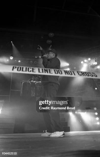 Rapper MC Ren from N.W.A. Performs during the 'Straight Outta Compton' tour at the Mecca Arena in Milwaukee, Wisconsin in June 1989.