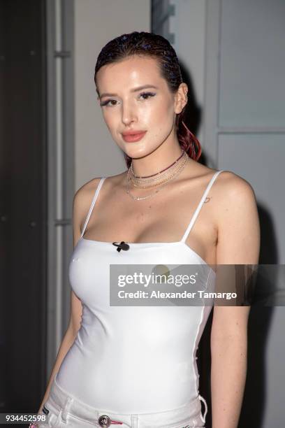 Bella Thorne is seen on the set of "Despierta America" at Univision Studios to promote the film "Midnight Sun" on March 19, 2018 in Miami, Florida.