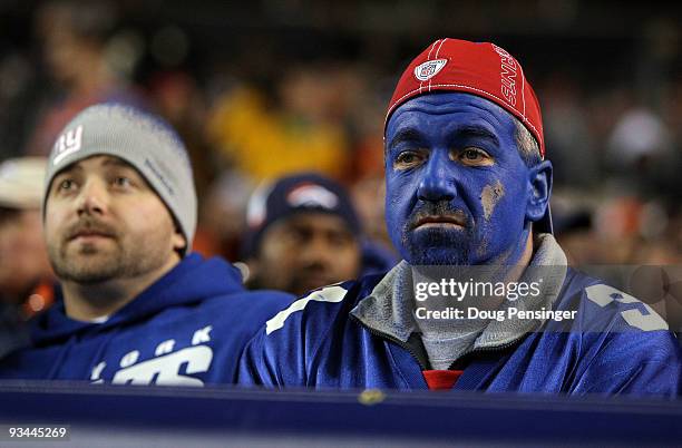 Giants fans were looking blue as the Denver Broncos defeated the New York Giants during NFL action at Invesco Field at Mile High on November 26, 2009...