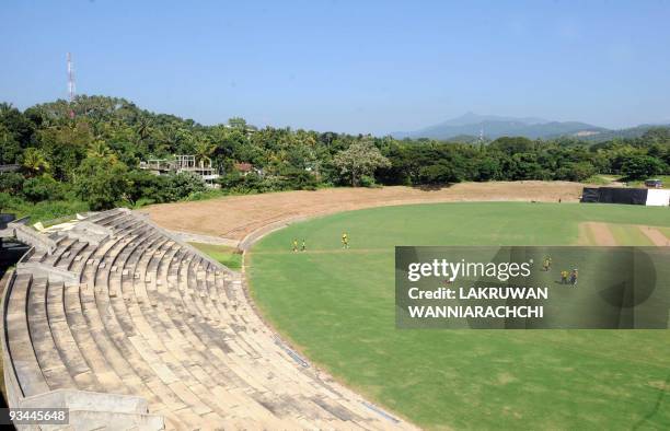 The Pallekele Cricket Stadium is pictured in the central provincial district of Kandy on November 27, 2009. Sri Lanka expects the new stadium to be...