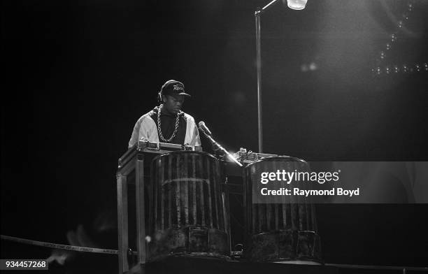 Dr. Dre from N.W.A. Performs during the 'Straight Outta Compton' tour at Kemper Arena in Kansas City, Missouri in June 1989.