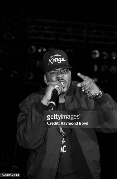 Rapper The D.O.C. Performs during the 'Straight Outta Compton' tour at Market Square Arena in Indianapolis, Indiana in June 1989.