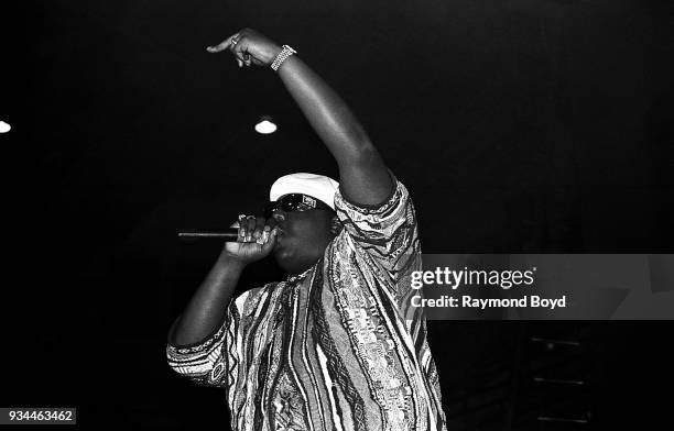 Rapper Notorious B.I.G. Performs at the International Amphitheatre in Chicago, Illinois in April 1995.