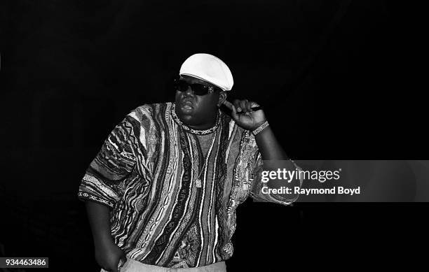 Rapper Notorious B.I.G. Performs at the International Amphitheatre in Chicago, Illinois in April 1995.