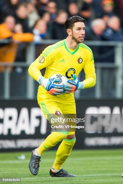 Goalkeeper Brad Jones of Feyenoord during the Dutch Eredivisie match between PEC Zwolle and Feyenoord Rotterdam at the MAC3Park stadium on March 18,...