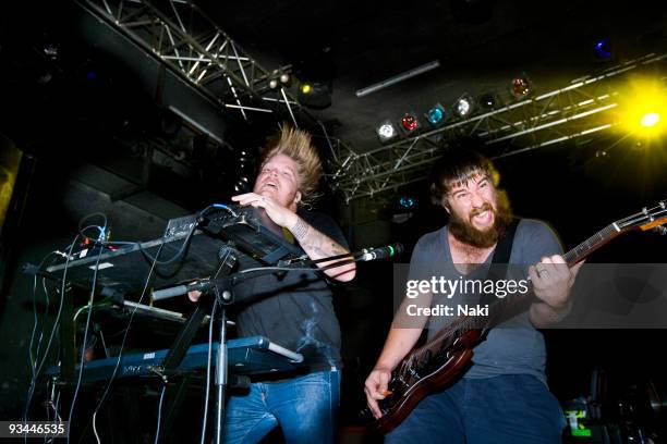 Christopher Dudley and Timothy McTague of Underoath perform on stage at Estragon on April 15th, 2009 in Bolgna, Italy. During the 'Give It A Name'...