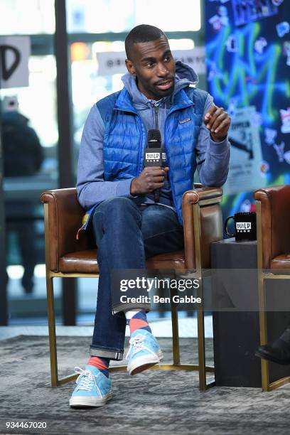Activist Deray McKesson visits the Build Series to discuss NYC PodFest at Build Studio on March 19, 2018 in New York City.
