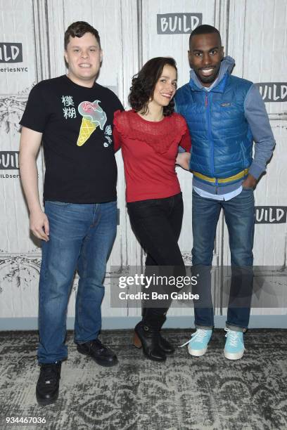 Jeremy Wein, writer Catie Lazarus and activist Deray McKesson visit the Build Series to discuss the NYC PodFest at Build Studio on March 19, 2018 in...